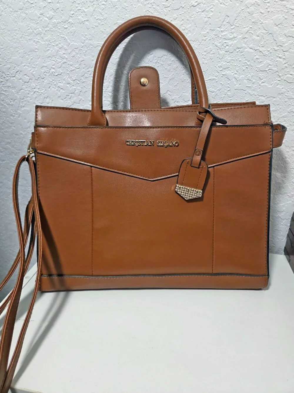 Christian Siriano Brown Leather Purse - Adjustable Straps